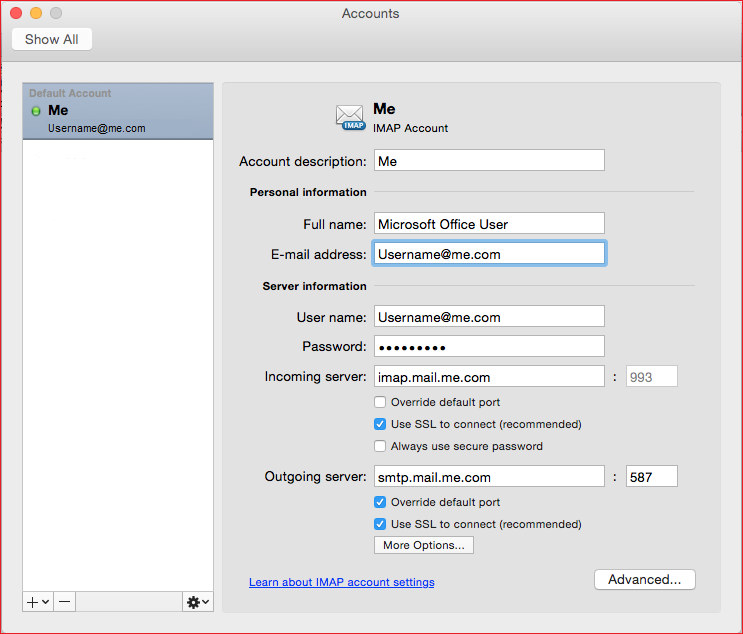 comcast email server settings for mac